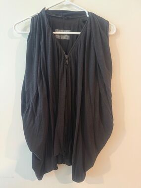 All saints Women’s Black Draped Zip-Front Top
